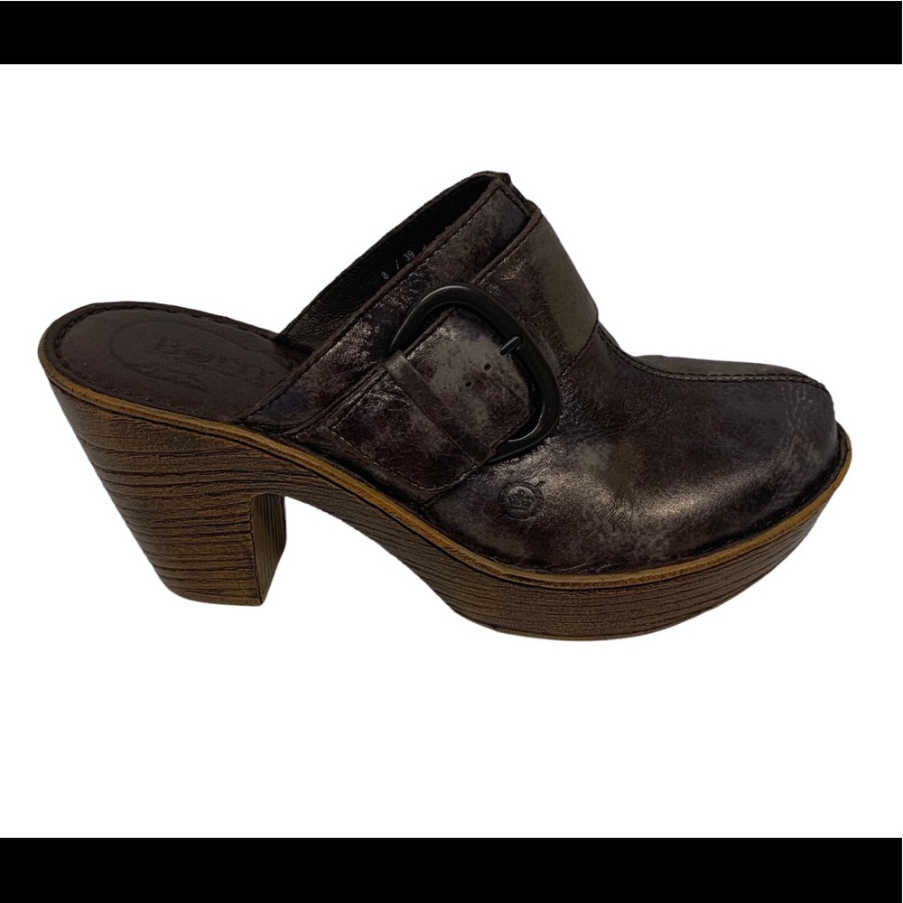 Born Ibra Moro Mule Metallic Bronze Buckle Block Heel Clogs #B67806 Women’s Sz 8 - Picture 5 of 11